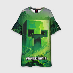 Платье клеш для девочки Minecraft зеленый персонаж в мире пикселей, цвет: 3D-принт