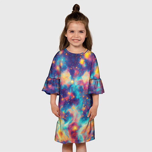 Детское платье Космические яркие узоры / 3D-принт – фото 3
