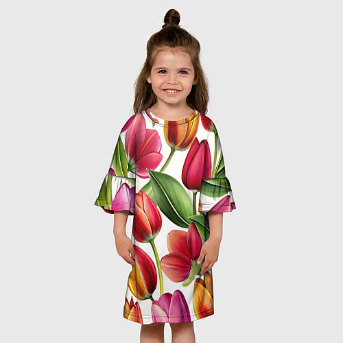 Детское платье Паттерн с тюльпанами / 3D-принт – фото 3