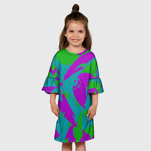 Детское платье Бирюзово-зелёная абстракция / 3D-принт – фото 3