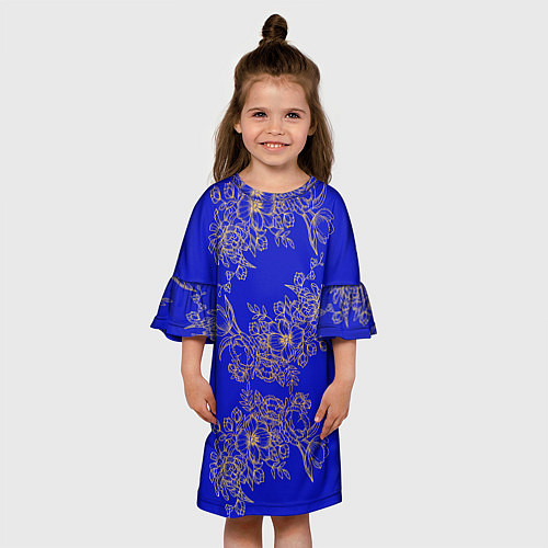 Детское платье Узоры на синем / 3D-принт – фото 3