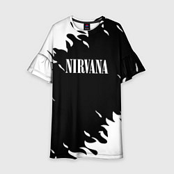 Платье клеш для девочки Nirvana текстура огонь, цвет: 3D-принт