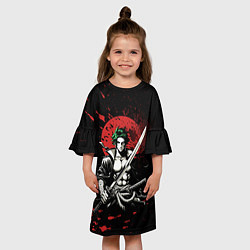 Платье клеш для девочки Ван пис - Зоро самурай, цвет: 3D-принт — фото 2