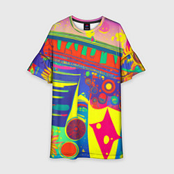 Платье клеш для девочки Яркая графическая абстракция, цвет: 3D-принт