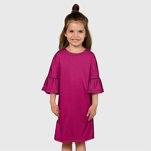 Детское платье Насыщенный тёмно-розовый в полоску / 3D-принт – фото 3