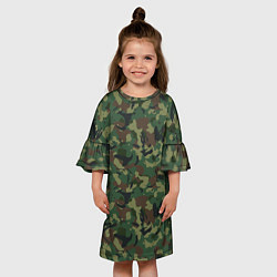 Платье клеш для девочки Камуфляж Woodland классический, цвет: 3D-принт — фото 2