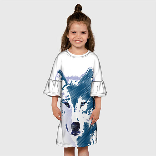 Детское платье Волк темно-синий / 3D-принт – фото 3