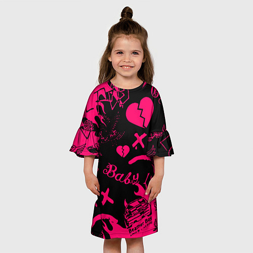 Детское платье Lil peep pink steel rap / 3D-принт – фото 3