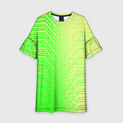 Платье клеш для девочки Зелёные градиентные линии, цвет: 3D-принт