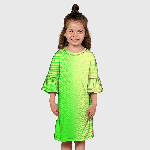 Детское платье Зелёные градиентные линии / 3D-принт – фото 3