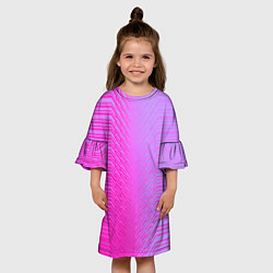Платье клеш для девочки Розовые градиентные линии, цвет: 3D-принт — фото 2