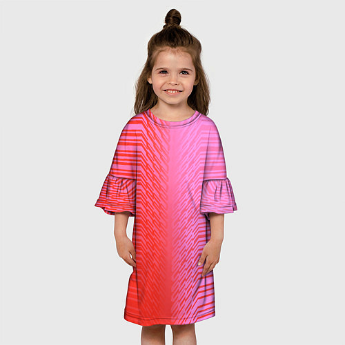 Детское платье Красные градиентные линии / 3D-принт – фото 3