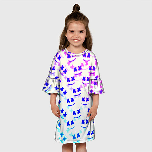 Детское платье Marshmello pattern neon / 3D-принт – фото 3