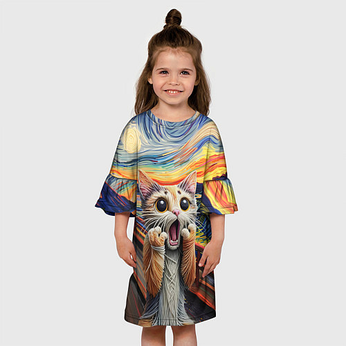 Детское платье Кот крик вязаный арт / 3D-принт – фото 3