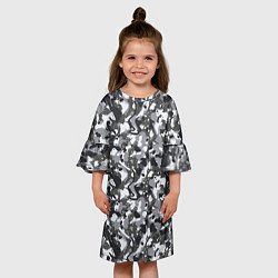 Платье клеш для девочки Пиксельный камуфляж серого цвета, цвет: 3D-принт — фото 2