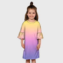 Платье клеш для девочки Нежный жёлто-сиреневый градиент, цвет: 3D-принт — фото 2