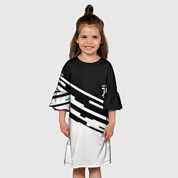 Платье клеш для девочки Ювентус спорт текстура, цвет: 3D-принт — фото 2