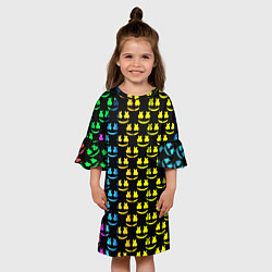 Платье клеш для девочки Marshmello градиент колор, цвет: 3D-принт — фото 2