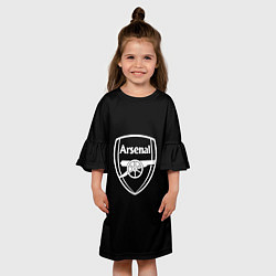 Платье клеш для девочки Arsenal fc белое лого, цвет: 3D-принт — фото 2