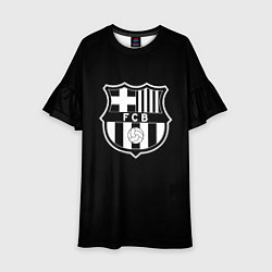 Платье клеш для девочки Barcelona fc club белое лого, цвет: 3D-принт