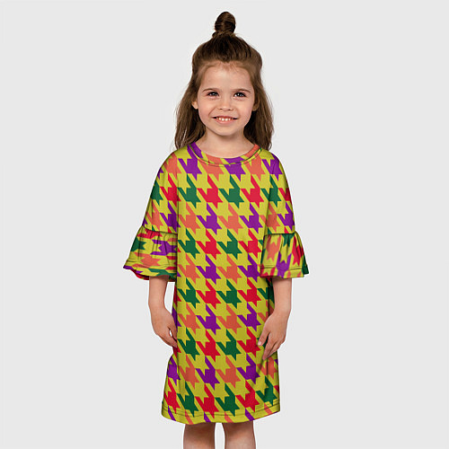 Детское платье Цветные гусиные лапки принт / 3D-принт – фото 3