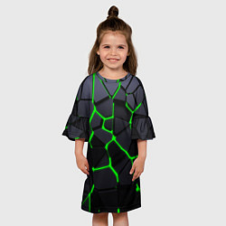 Платье клеш для девочки Зеленые плиты киберпанк, цвет: 3D-принт — фото 2