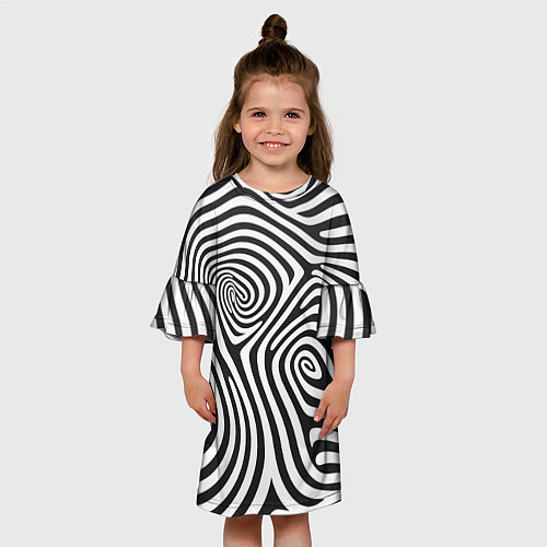 Детское платье Черно-белый водоворот - зебра исллюзия шкуры / 3D-принт – фото 3