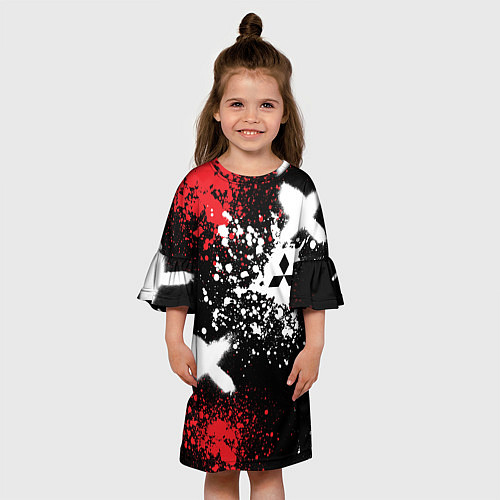 Детское платье Митсубиси на фоне граффити и брызг красок / 3D-принт – фото 3