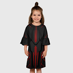 Платье клеш для девочки Красная стальная броня, цвет: 3D-принт — фото 2