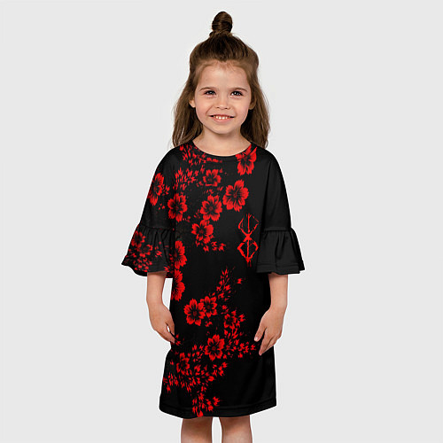 Детское платье Клеймо жертвы из аниме Берсерк - красные цветы / 3D-принт – фото 3