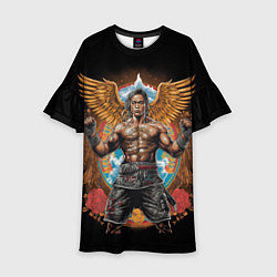 Детское платье Муай-Тай боец с золотыми крыльями