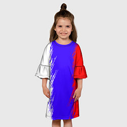Платье клеш для девочки Штрихи триколор, цвет: 3D-принт — фото 2