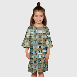 Платье клеш для девочки Панельный дом, цвет: 3D-принт — фото 2