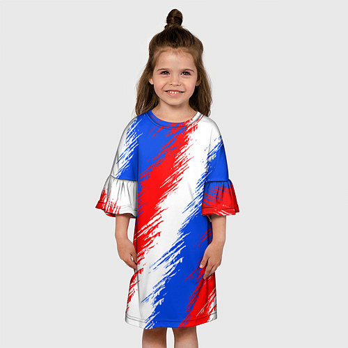Детское платье Триколор штрихи красок / 3D-принт – фото 3