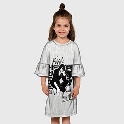 Платье клеш для девочки Solo leveling street black, цвет: 3D-принт — фото 2