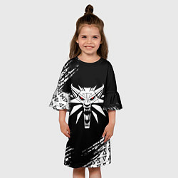 Платье клеш для девочки Ведьмак 3 логотип волка, цвет: 3D-принт — фото 2