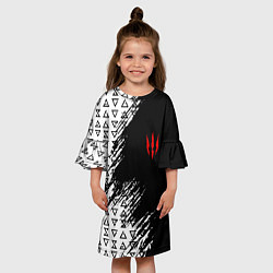 Платье клеш для девочки Знаки ведьмака штриховкой, цвет: 3D-принт — фото 2