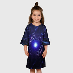 Платье клеш для девочки Синее абстрактное сияние, цвет: 3D-принт — фото 2