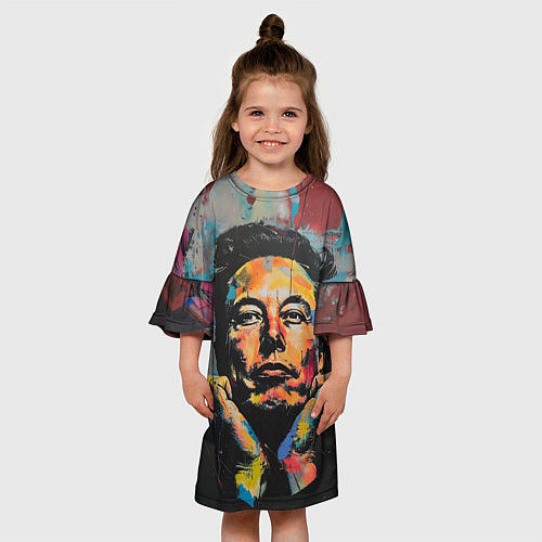 Детское платье Илон Маск граффити портрет / 3D-принт – фото 3