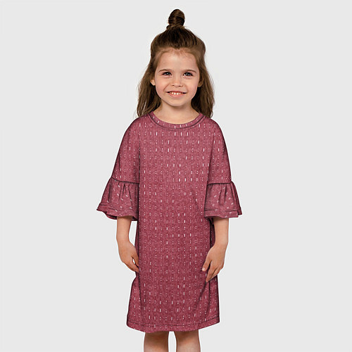 Детское платье Светлый бордовый паттерн мелкие полосочки / 3D-принт – фото 3