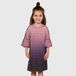 Платье клеш для девочки Тёмно-розовый полосы узоры, цвет: 3D-принт — фото 2