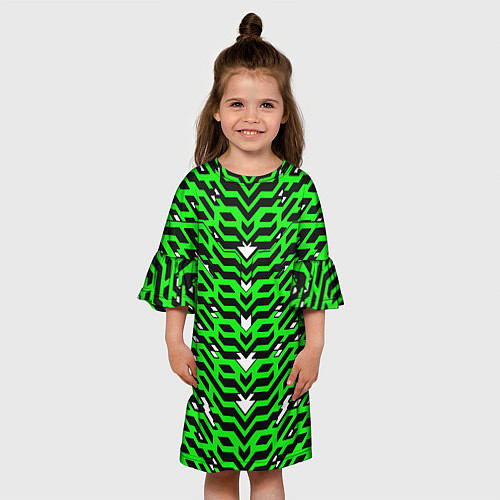 Детское платье Агрессивный зелёный паттерн / 3D-принт – фото 3