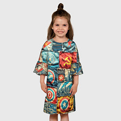 Платье клеш для девочки Пэчворк джинсы в СССР, цвет: 3D-принт — фото 2