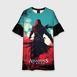 Платье клеш для девочки Assassins creed ясное небо, цвет: 3D-принт