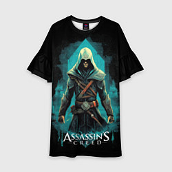 Платье клеш для девочки Assassins creed темный стиль, цвет: 3D-принт