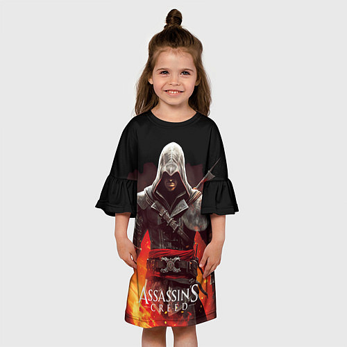 Детское платье Assassins creed огненный фон вокруг / 3D-принт – фото 3