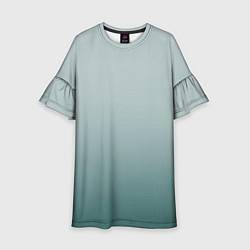 Платье клеш для девочки Градиент светлый серо-бирюзовый, цвет: 3D-принт