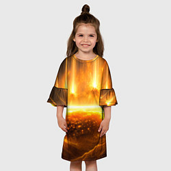 Платье клеш для девочки Солнечная плазма вспышки, цвет: 3D-принт — фото 2