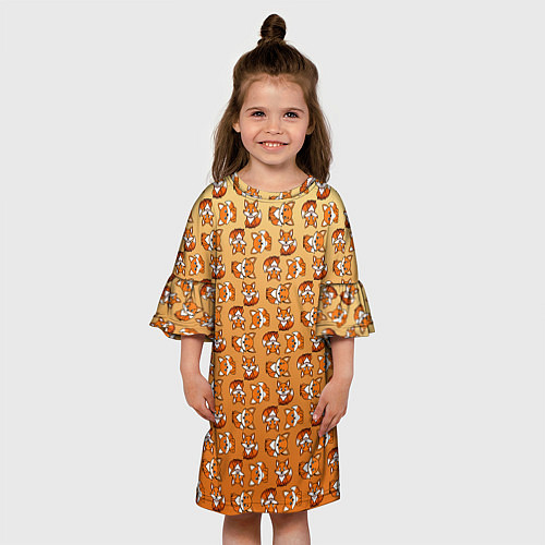 Детское платье Паттерн из милых лисят / 3D-принт – фото 3