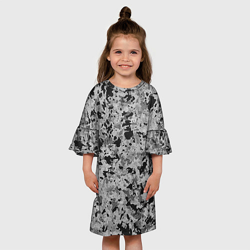 Детское платье Чёрно-серый абстракция пятна / 3D-принт – фото 3